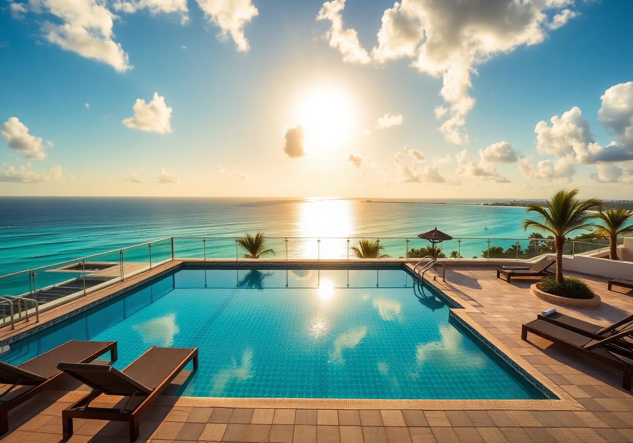 Piscina con vista al mar